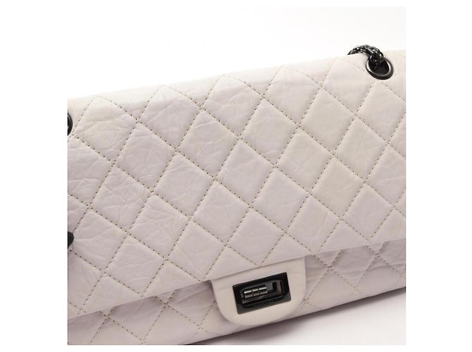 Borsa Chanel 2.55 Matelassé Maxi Mademoiselle Chain Double Flap Bianco - vista 15