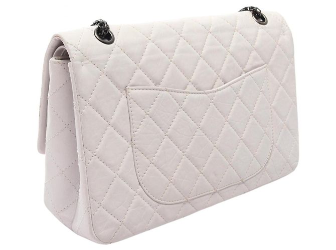 Borsa Chanel 2.55 Matelassé Maxi Mademoiselle Chain Double Flap Bianco - vista 2
