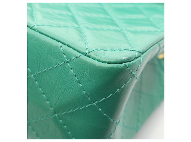 Borsa a tracolla Chanel 2.55 Mini Matelassé in pelle Verde - vista 7