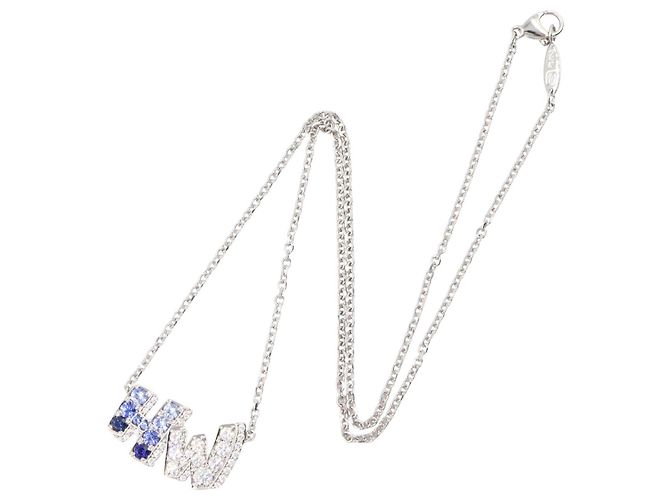 Collana Harry Winston HW Graffiti Zaffiro e Diamante Argento Blu - vista 2