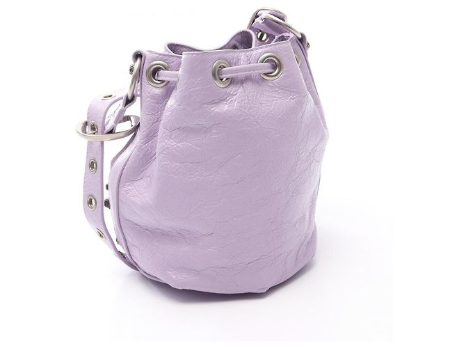 Borsa a secchiello Balenciaga Le Cagole XS in pelle viola Porpora - vista 2
