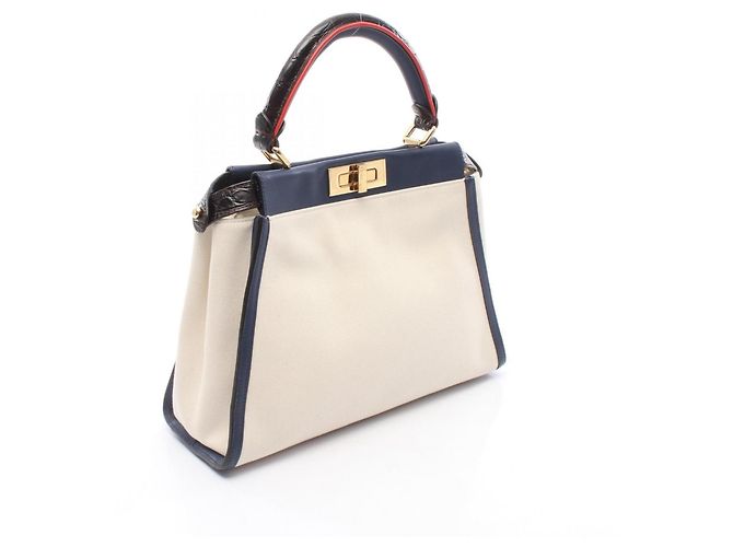 Bolso Fendi Peekaboo Regular 2-Way Roja Crudo Azul marino - vista 2