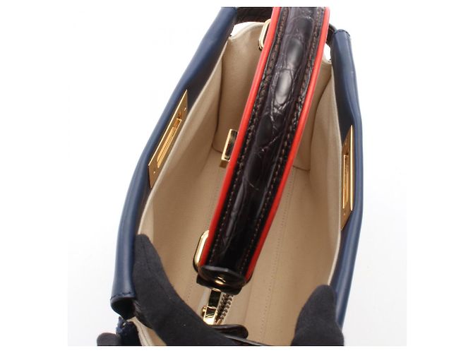 Bolso Fendi Peekaboo Regular 2-Way Roja Crudo Azul marino - vista 3