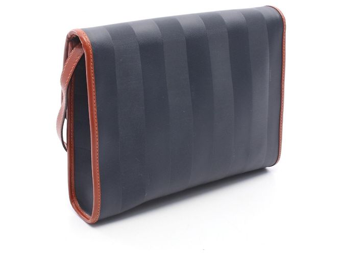 Borsa a Spalla Fendi Pequin Marrone Blu navy - vista 2