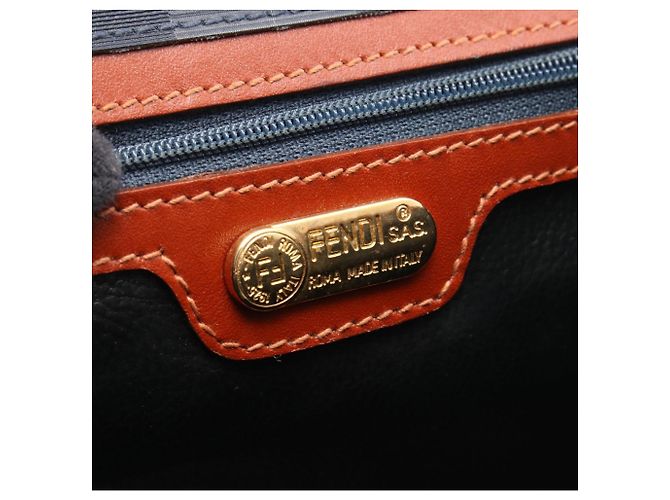 Borsa a Spalla Fendi Pequin Marrone Blu navy - vista 4