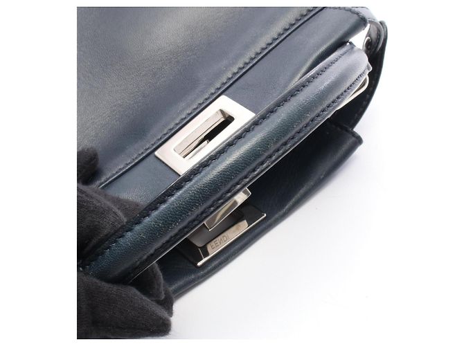 Borsa Fendi Mini Peekaboo Blu navy - vista 7