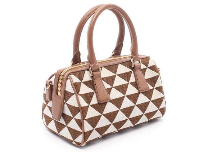 Borsa 2-Way TRIANGOLO JACQU Prada Marrone Bianco - vista 2