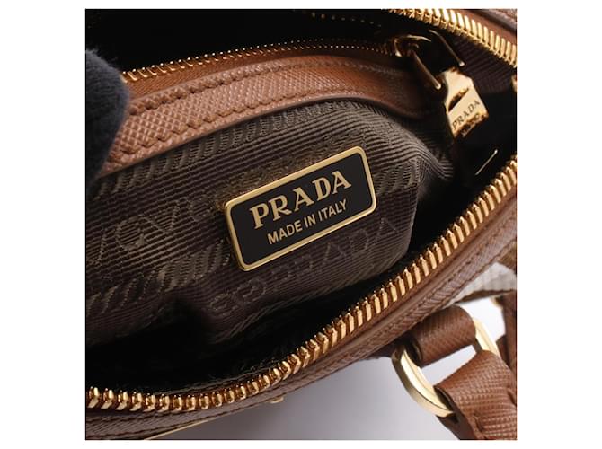 Borsa 2-Way TRIANGOLO JACQU Prada Marrone Bianco - vista 4