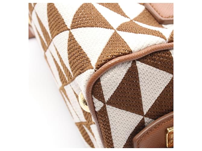 Borsa 2-Way TRIANGOLO JACQU Prada Marrone Bianco - vista 5