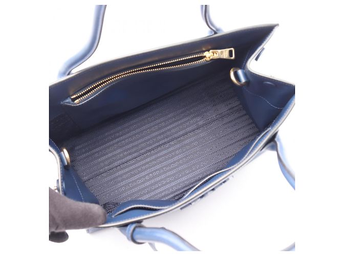 Borsa 2-Way in pelle Saffiano monocromatica Prada Blu - vista 3