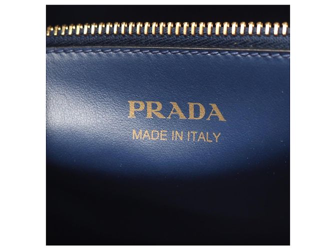 Borsa 2-Way in pelle Saffiano monocromatica Prada Blu - vista 4