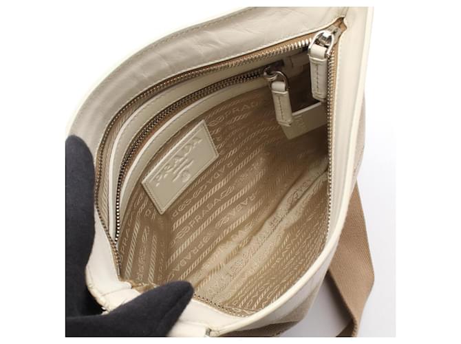 Prada Logo Jacquard Handtasche Beige Roh - Ansicht 3
