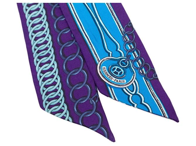 Hermès Hermes Twilly Maillons Schal Blau Lila - Ansicht 2