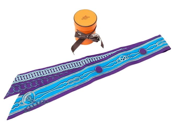 Hermès Hermes Twilly Maillons Schal Blau Lila - Ansicht 5