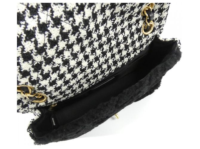 Borsa a tracolla Chanel in tweed nero e pelle - vista 6