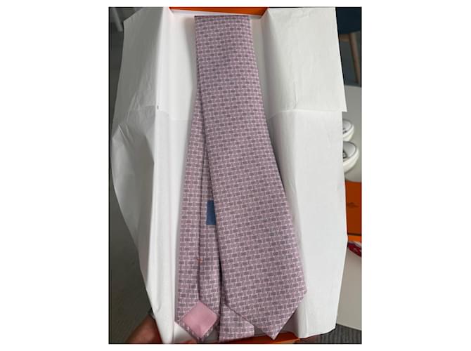 Hermès Pink Patterned Silk Tie - view 4