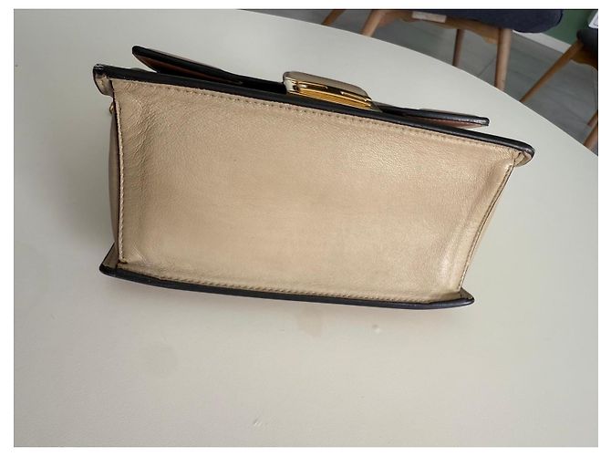 Borsa a tracolla Fendi Kan U in pelle - Beige - vista 5