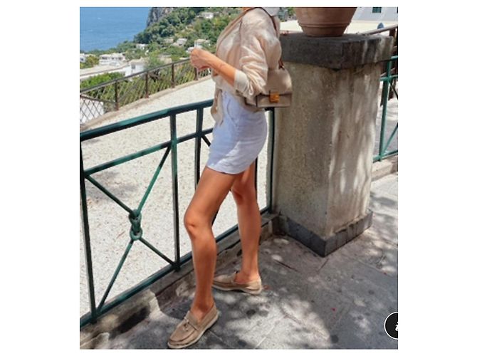 Borsa a tracolla Fendi Kan U in pelle - Beige - vista 7