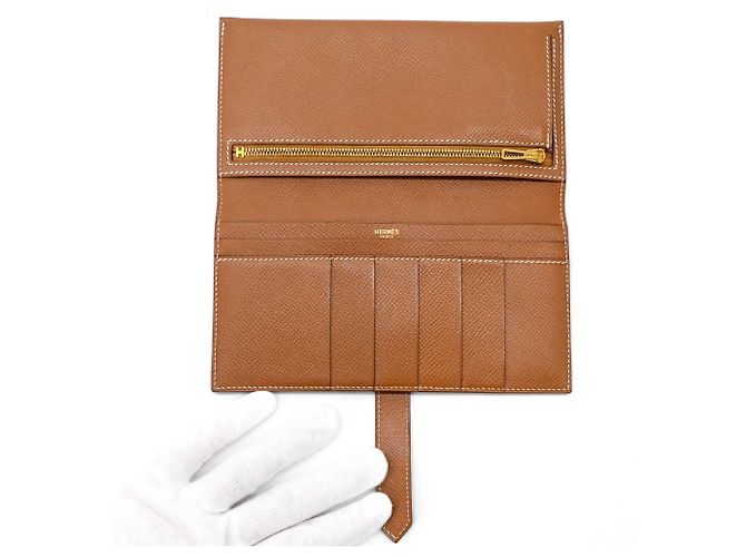 Cartera larga clásica Hermès Bearn Castaño - vista 8
