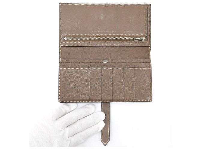 Hermès Bearn Soufflé Long Wallet aus graumeliertem Epsom-Leder - Ansicht 7