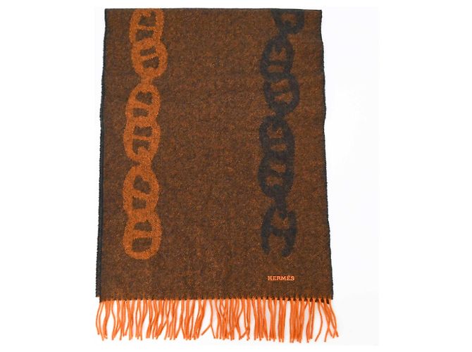 Hermès Stola Hermes Chaine d'Ancre Crazy Chain Marrone Arancione - vista 4