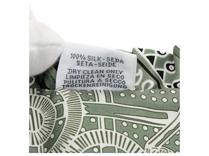 Hermès Hermes Twilly Frill Eperon d'Or Bandana Nero Bianco Verde - vista 6
