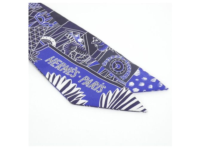 Silk In Hermès Pañuelo Twilly ANIMAPOLIS Hermes Blanco Azul - vista 2