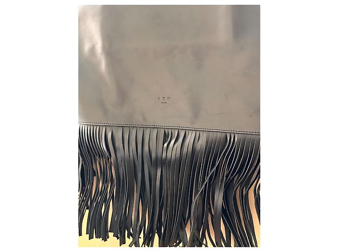 Borsa tote Iro in pelle nera con frange Nero - vista 2