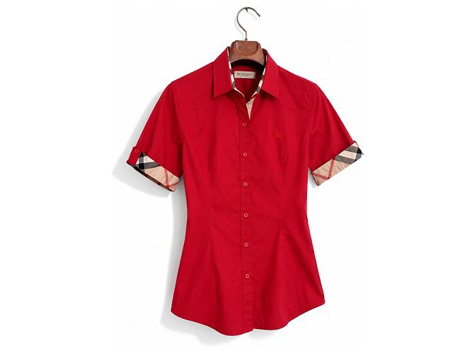 Camicia Burberry London Cotone Rosso Nova Check - vista 2