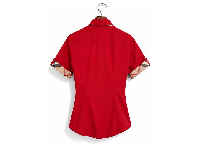Camicia Burberry London Cotone Rosso Nova Check - vista 3