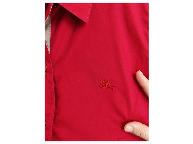 Camicia Burberry London Cotone Rosso Nova Check - vista 5