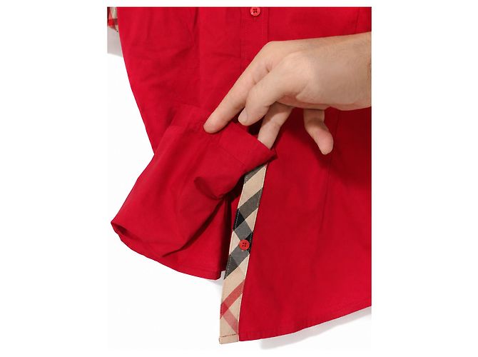 Camicia Burberry London Cotone Rosso Nova Check - vista 7