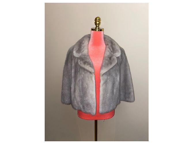 Autre Marque Nerzpelzjacke in Grau - Ansicht 2