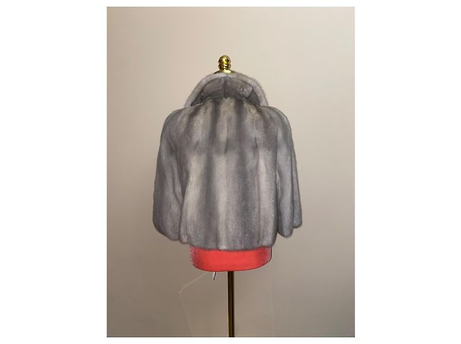 Autre Marque Nerzpelzjacke in Grau - Ansicht 3