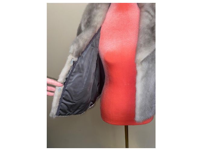 Autre Marque Nerzpelzjacke in Grau - Ansicht 6