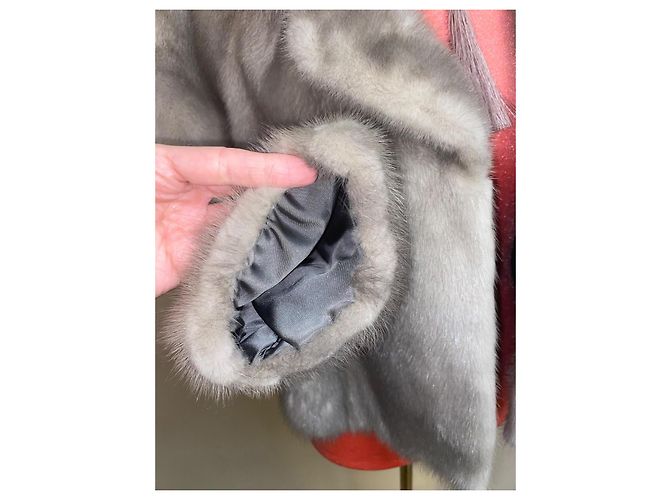 Autre Marque Nerzpelzjacke in Grau - Ansicht 8