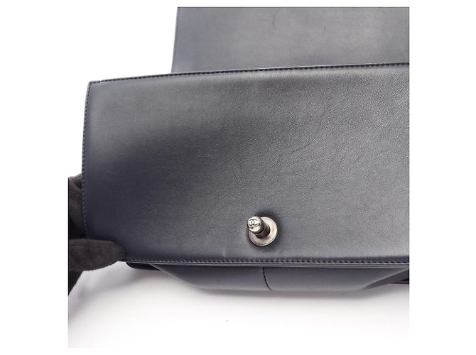 Borsa a tracolla Chanel Boy in pelle intrecciata Verde Blu navy - vista 8