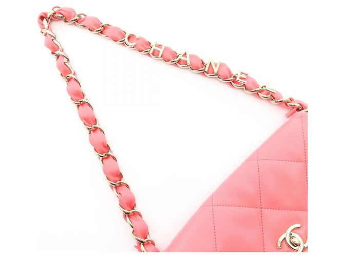 Borsa a tracolla Chanel Matelassé in agnello rosa - vista 9
