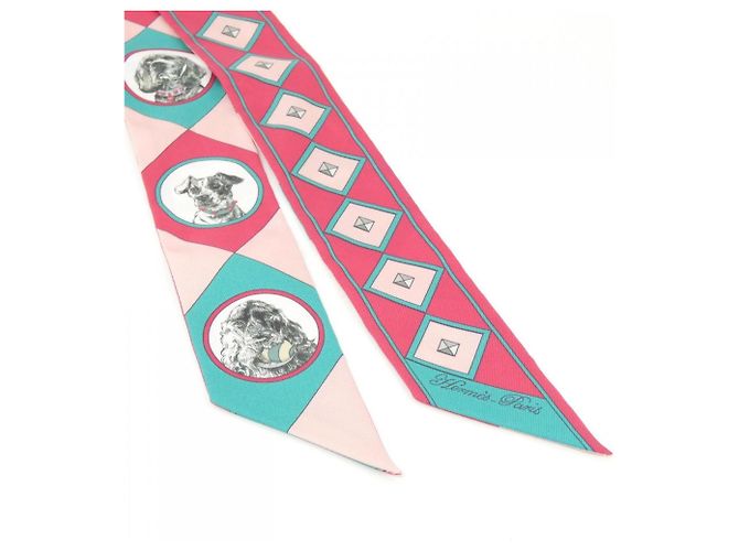 Silk In Foulard Twilly Collari e Cani Hermès Rosa - vista 2