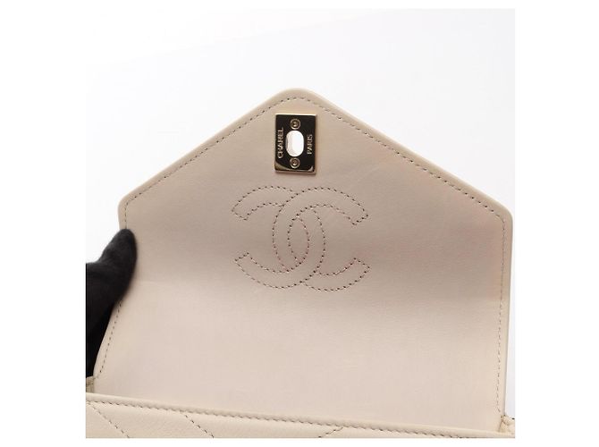 Mini borsa a tracolla Chanel Chevron V-Stitch Crudo - vista 6