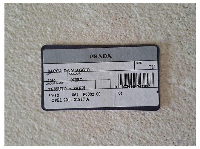 Saffiano Sacca da viaggio Prada V50 Nylon Nero con Tracolla - vista 7