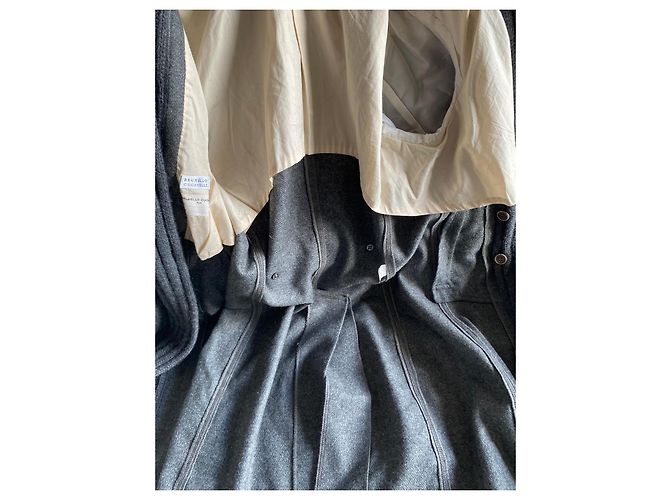 Brunello Cucinelli Abrigo de Cachemir Gris Antracita - vista 16