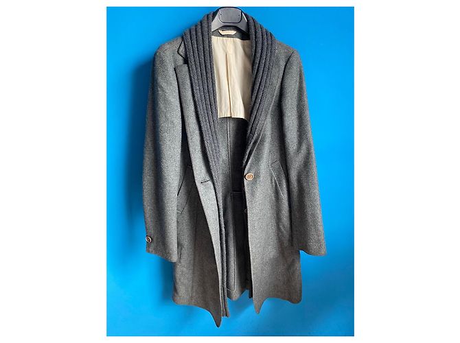Brunello Cucinelli Abrigo de Cachemir Gris Antracita - vista 3