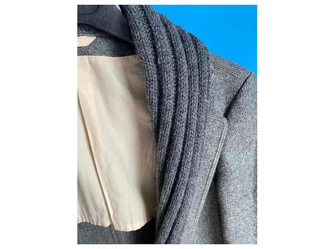 Brunello Cucinelli Abrigo de Cachemir Gris Antracita - vista 8