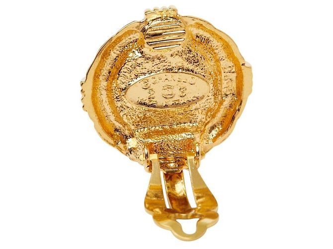 Brincos redondos Chanel Gripoix Vermelho Dourado - vista 4