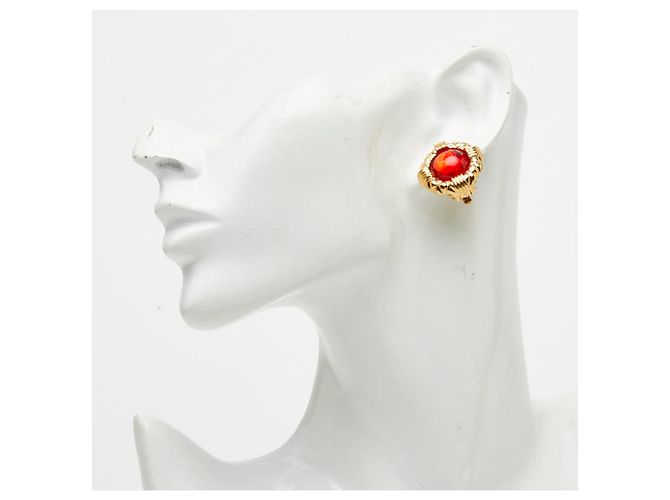 Brincos redondos Chanel Gripoix Vermelho Dourado - vista 5