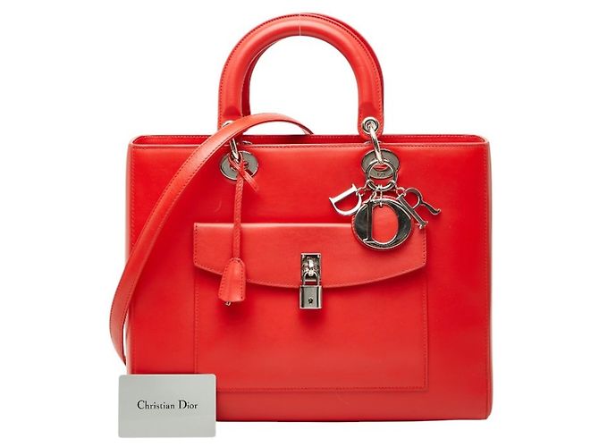 Borsa in pelle rossa Christian Dior Rosso - vista 11
