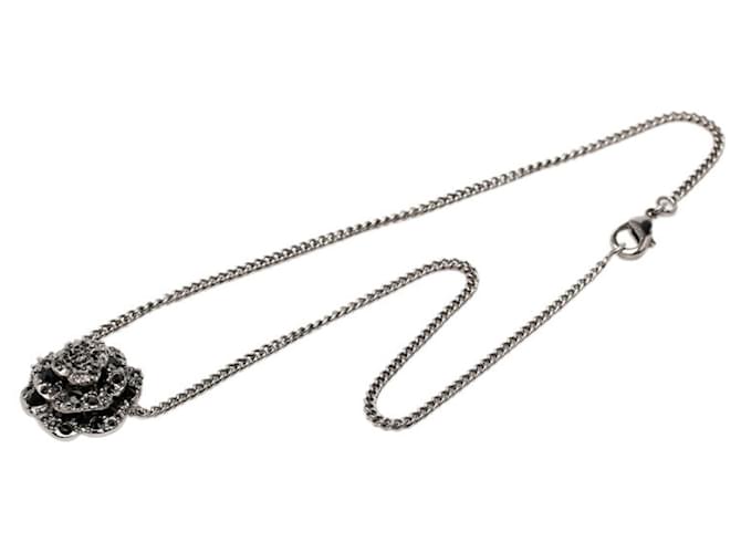 Collana Chanel Camellia Coco Mark Nero Argento - vista 3