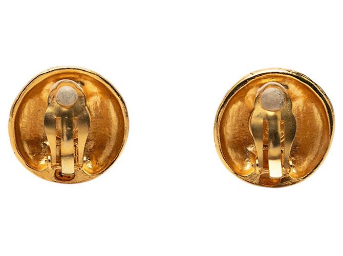 Orecchini Chanel Vintage Logo Rotondi D'oro - vista 2