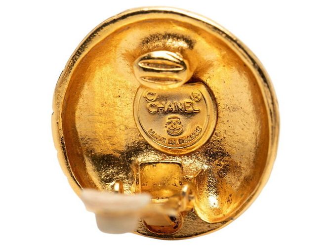 Orecchini Chanel Vintage Logo Rotondi D'oro - vista 3